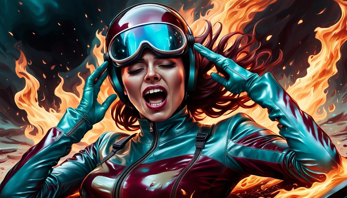 Girl in Flames: Hyperrealistic Concept Art