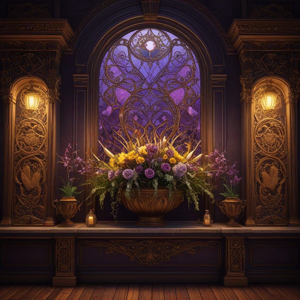 Whimsical Celtic Vase in Warm Wooden Cuisine