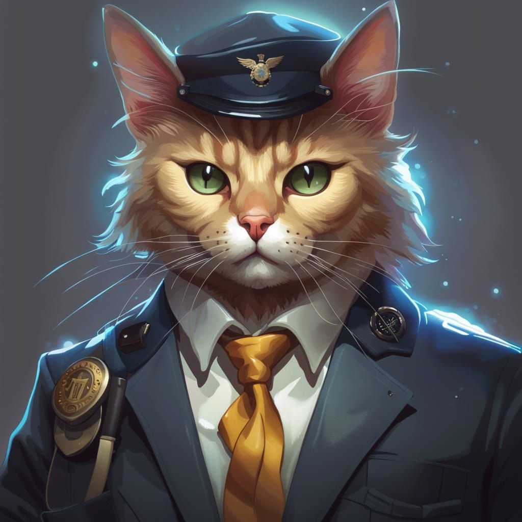 FBI Agent Cat Portrait in Hyperdetailed Digital Art