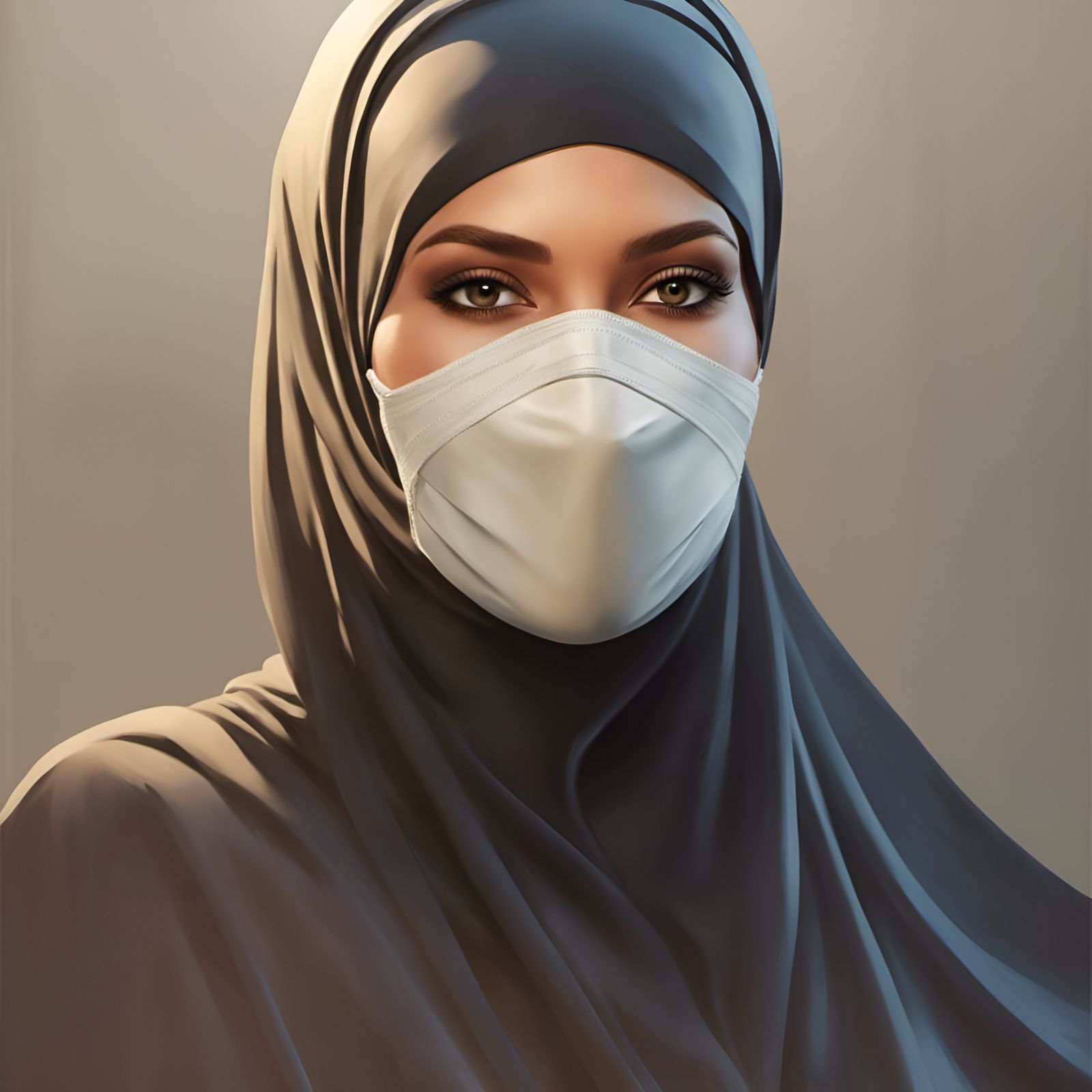 Beautiful German Woman in Hijab, Hyperdetailed Portrait