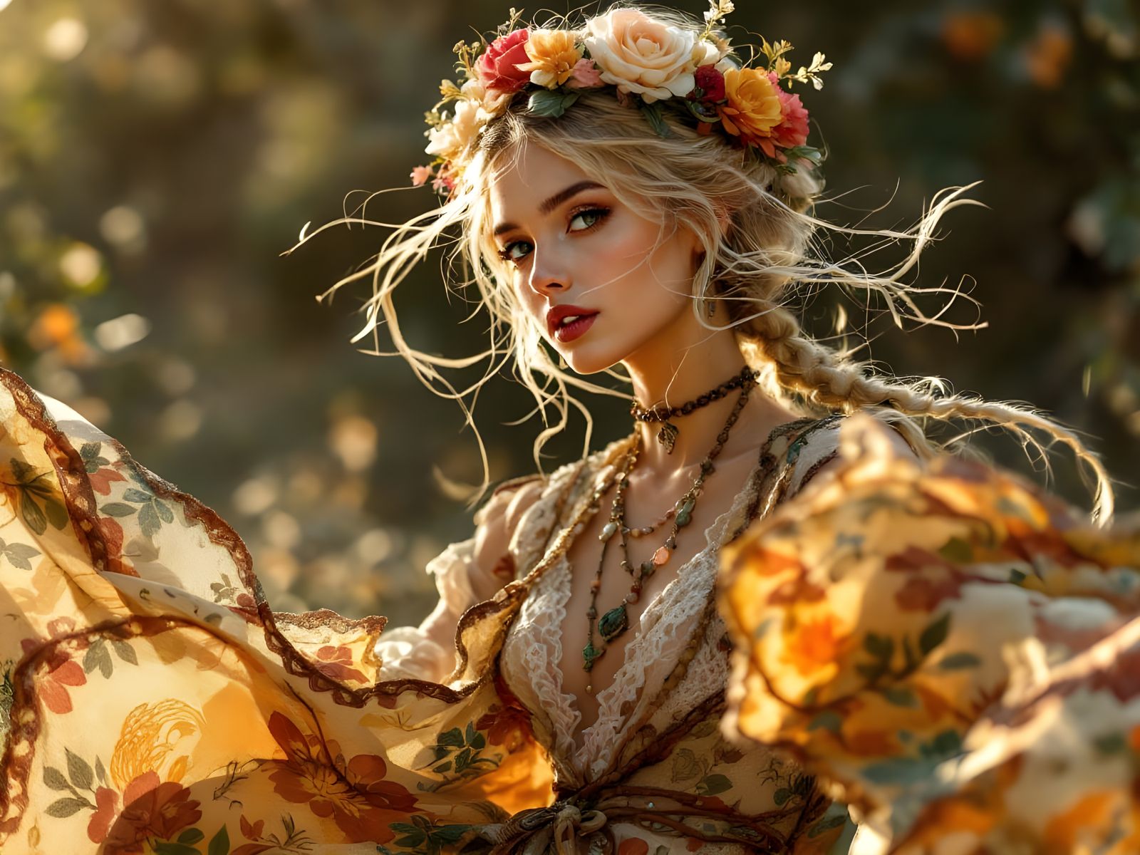 A Free-Spirited Gypsy Woman in Whimsical Attire