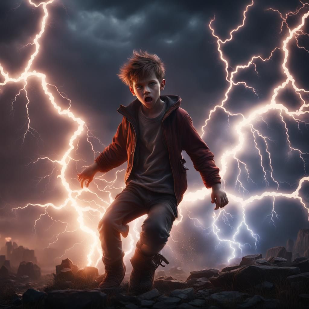 Boy Struck by Lightning: Fantasy Concept Art