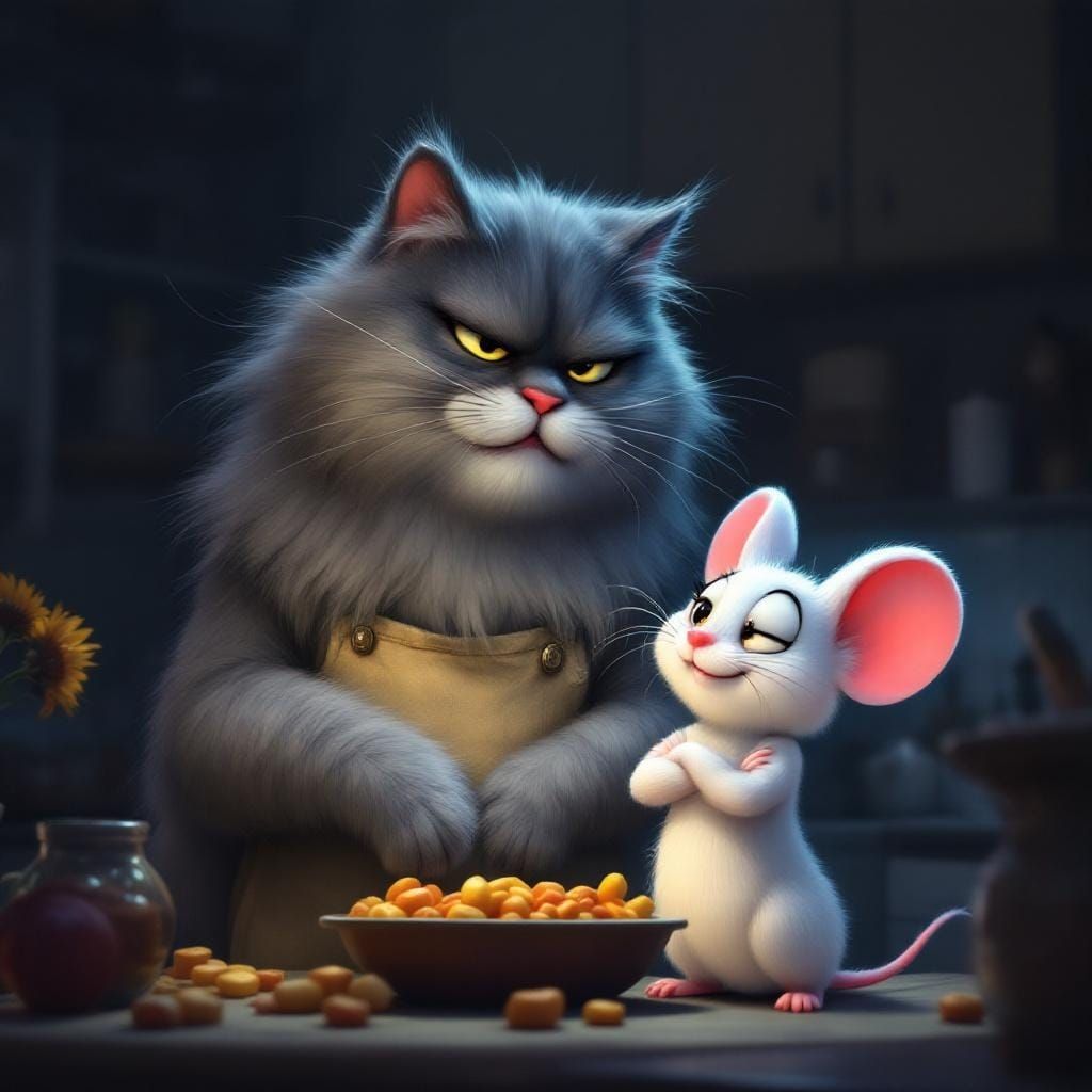 Anthropomorphic Persian Cat's Midnight Snack Search