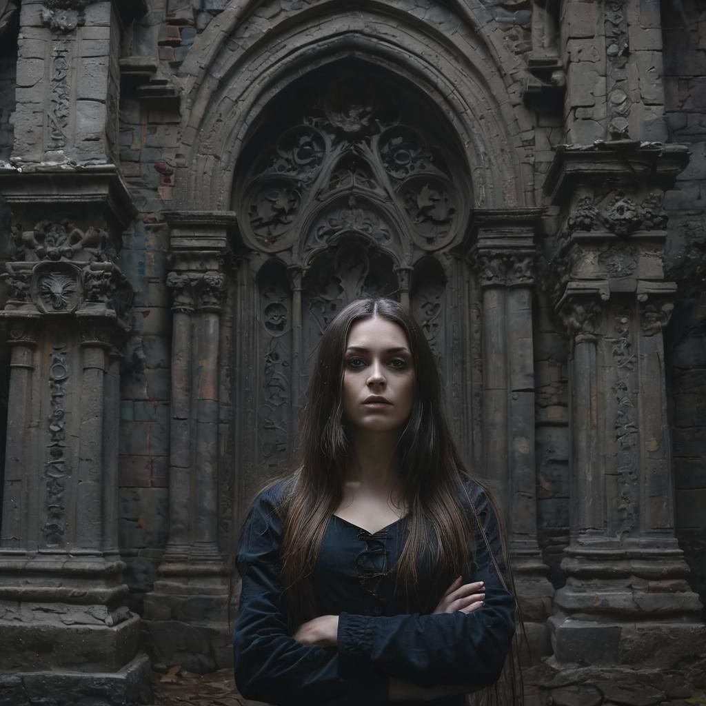 Gothic Surrealism Portrait of Woman with Multicolored Eyes