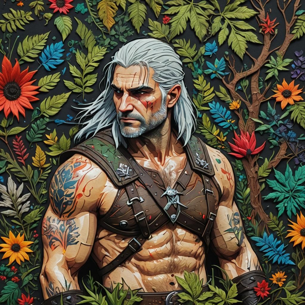 Embroidered Witcher in Lush Vegetation