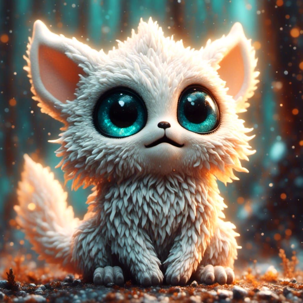 Cute Fluffy Creature with Big Eyes