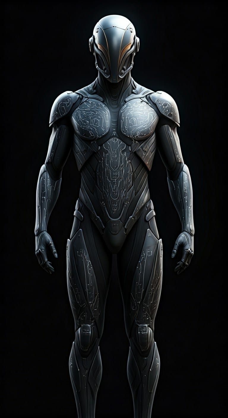 Futuristic Armored Warrior in Cyberpunk Style