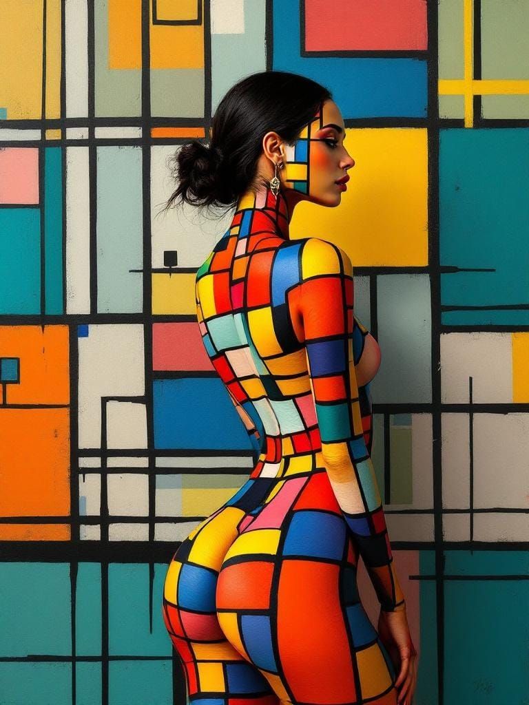 Geometric Woman: An Impasto Magical Realism Illusion