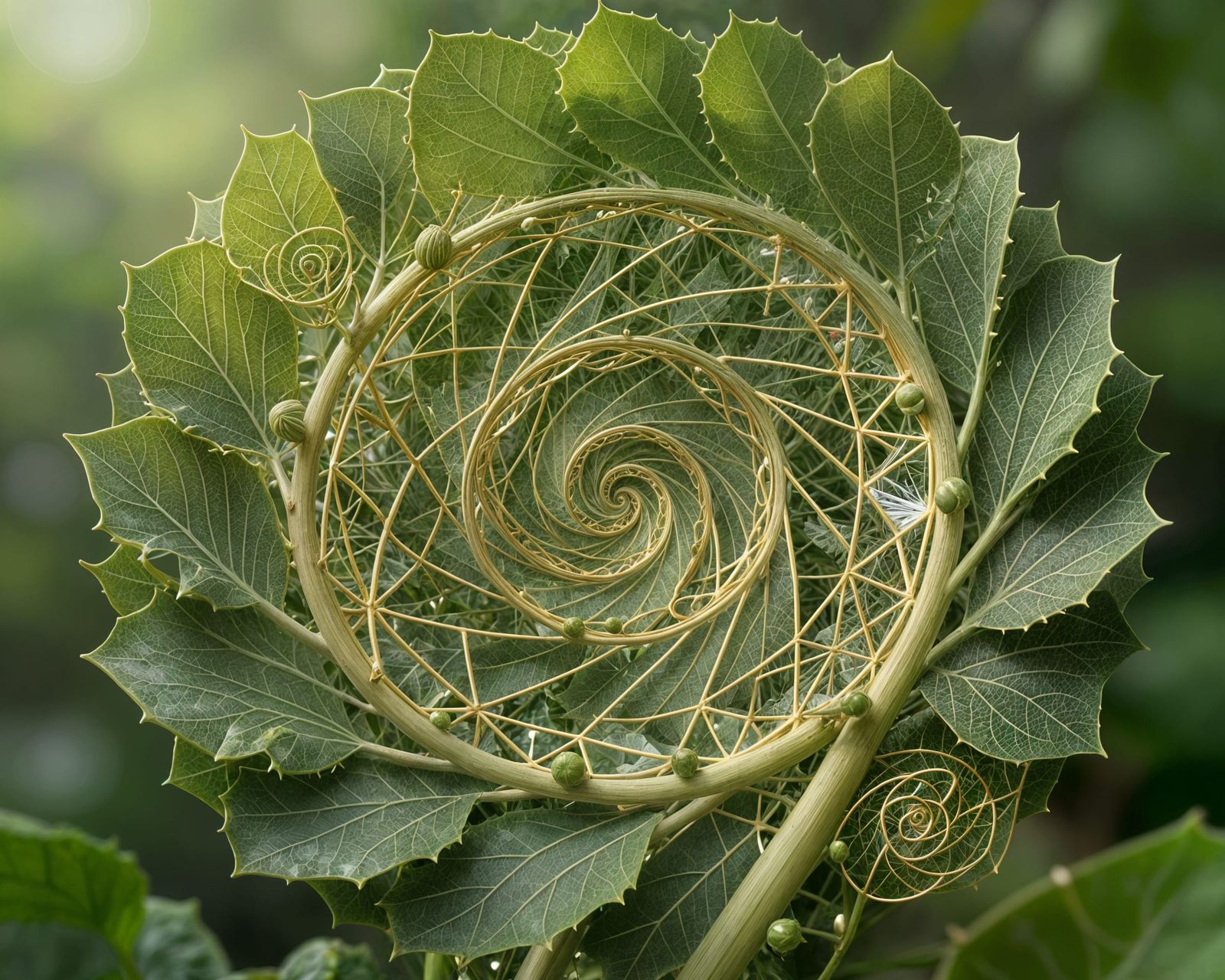 Botanical Geometry: Fibonacci Spirals in Photorealistic Macr...