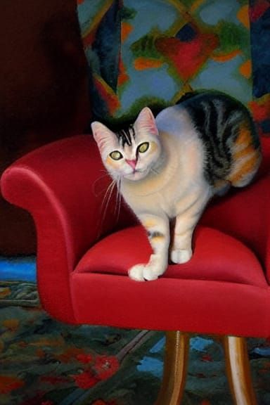 Cookie the Cat Poses: Oil Painting by Gurney