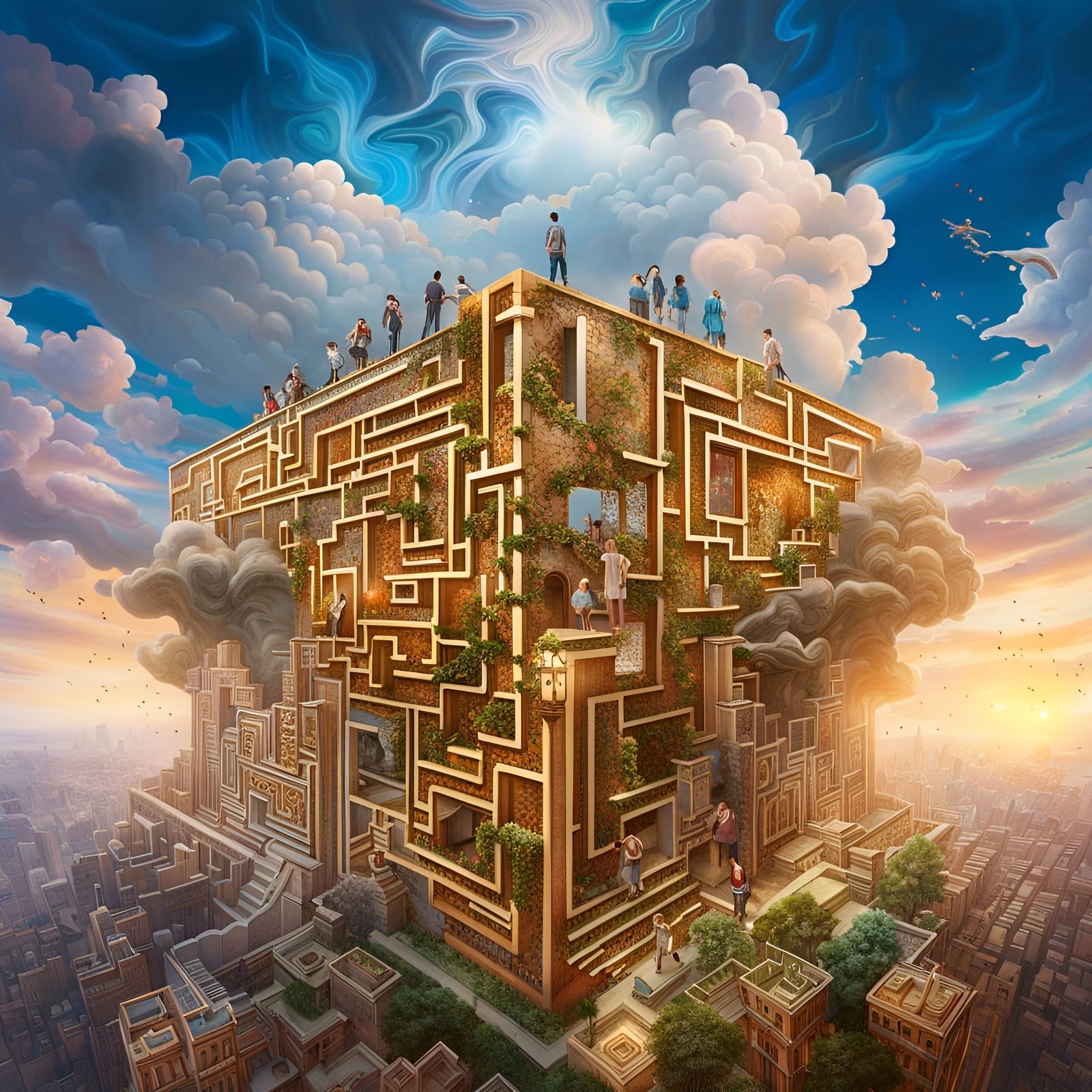 3D Maze game, climb to the top