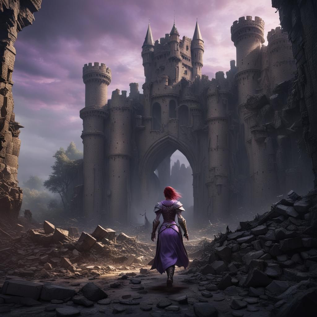 Princess Escapes Burning Castle: Dark Fantasy Concept Art