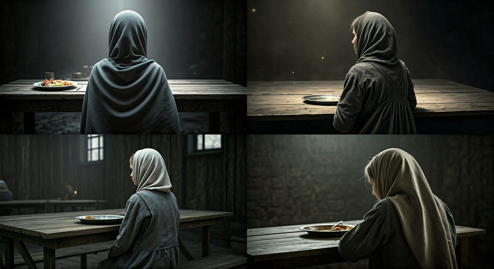 Young Girl in Concentration Camp, Back View