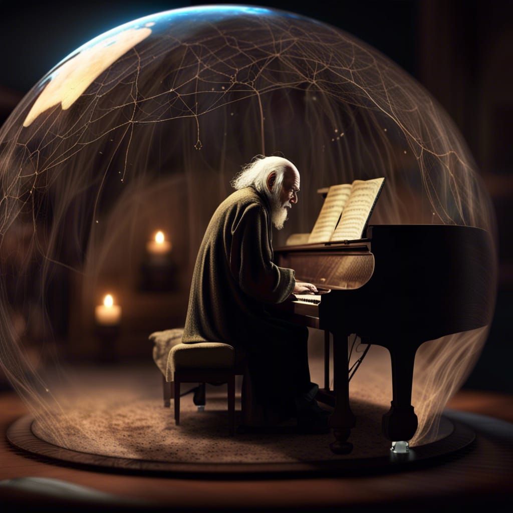 Piano Inside Glass Sphere