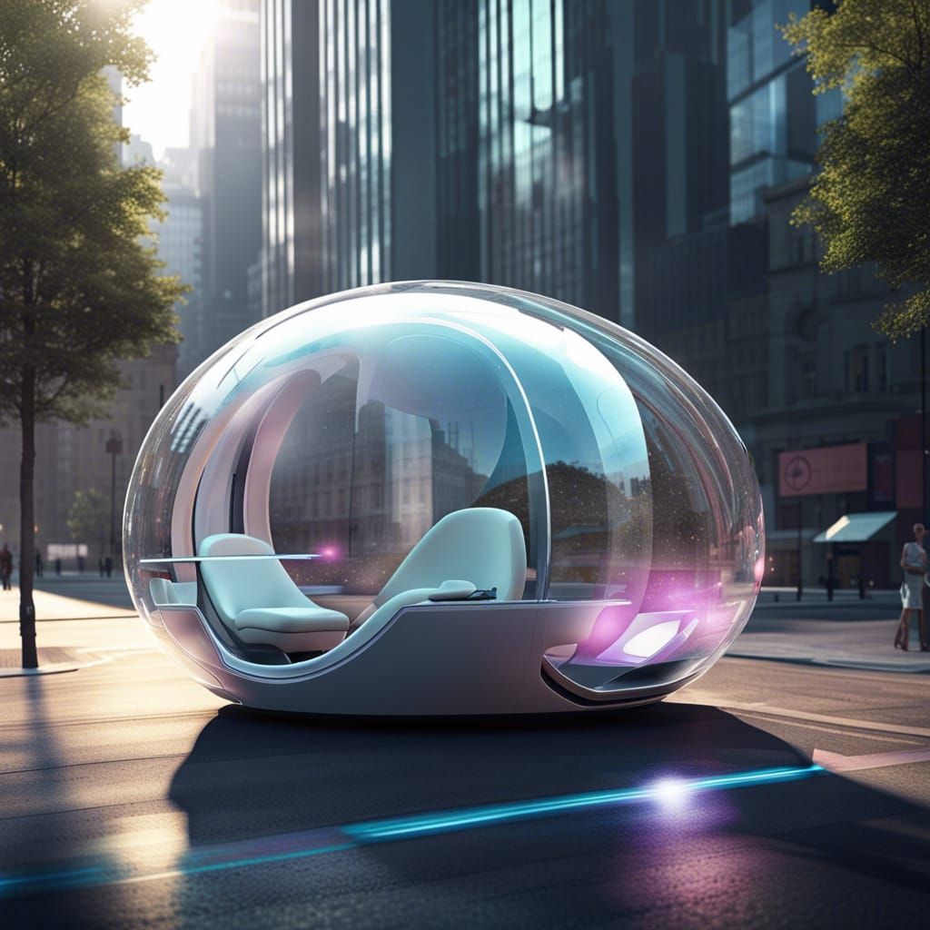 Futuristic Spherical Electric Car Concept Art