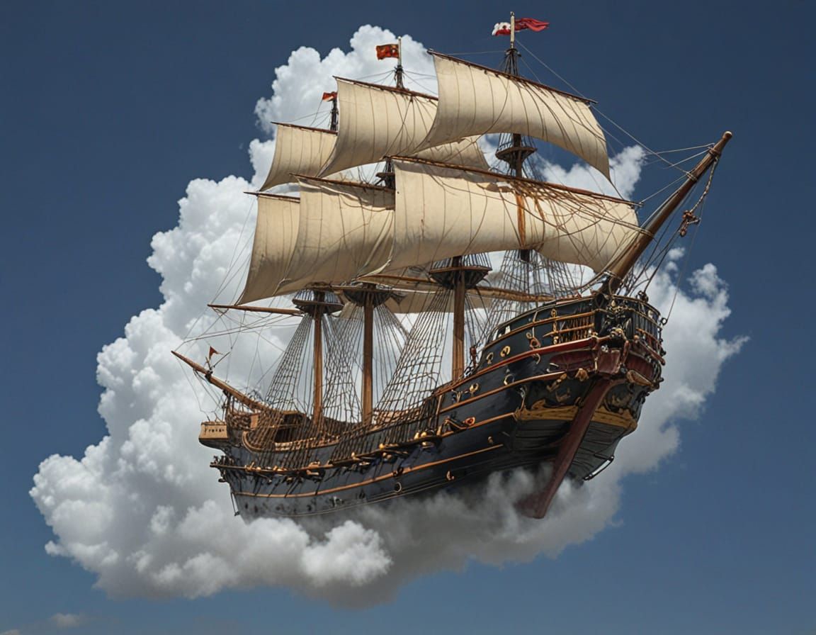Spanish Galleon Soars Through the Clouds