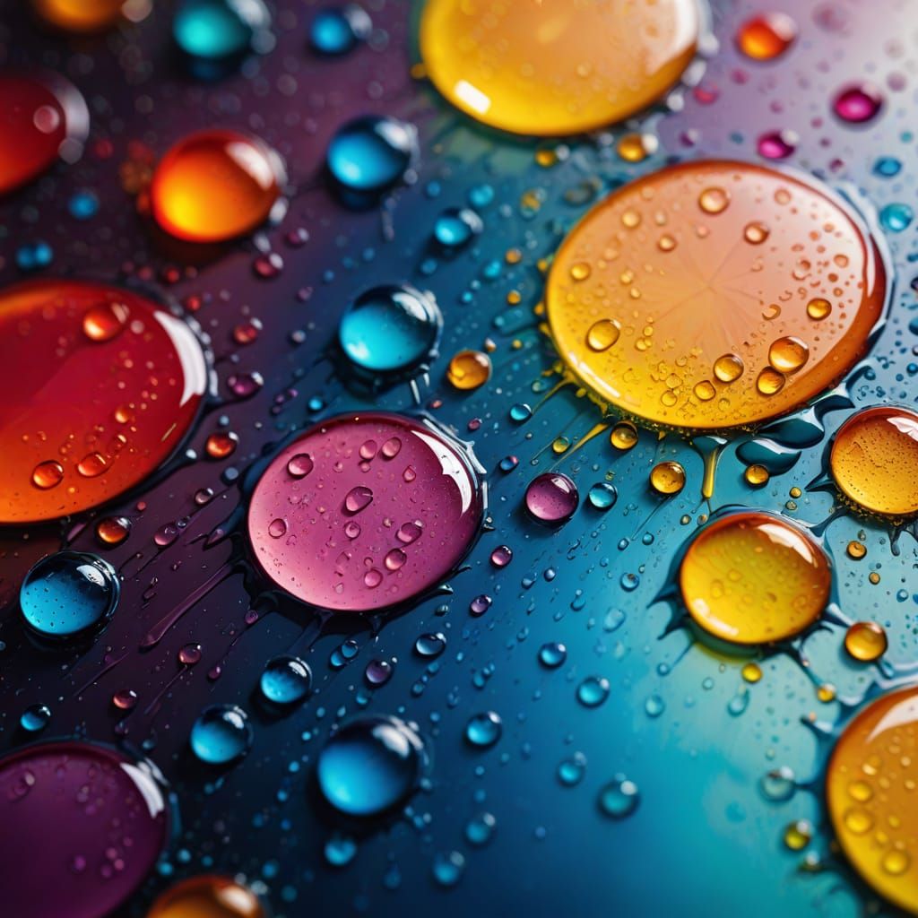 Vibrant Abstract Droplets as Oil Painting