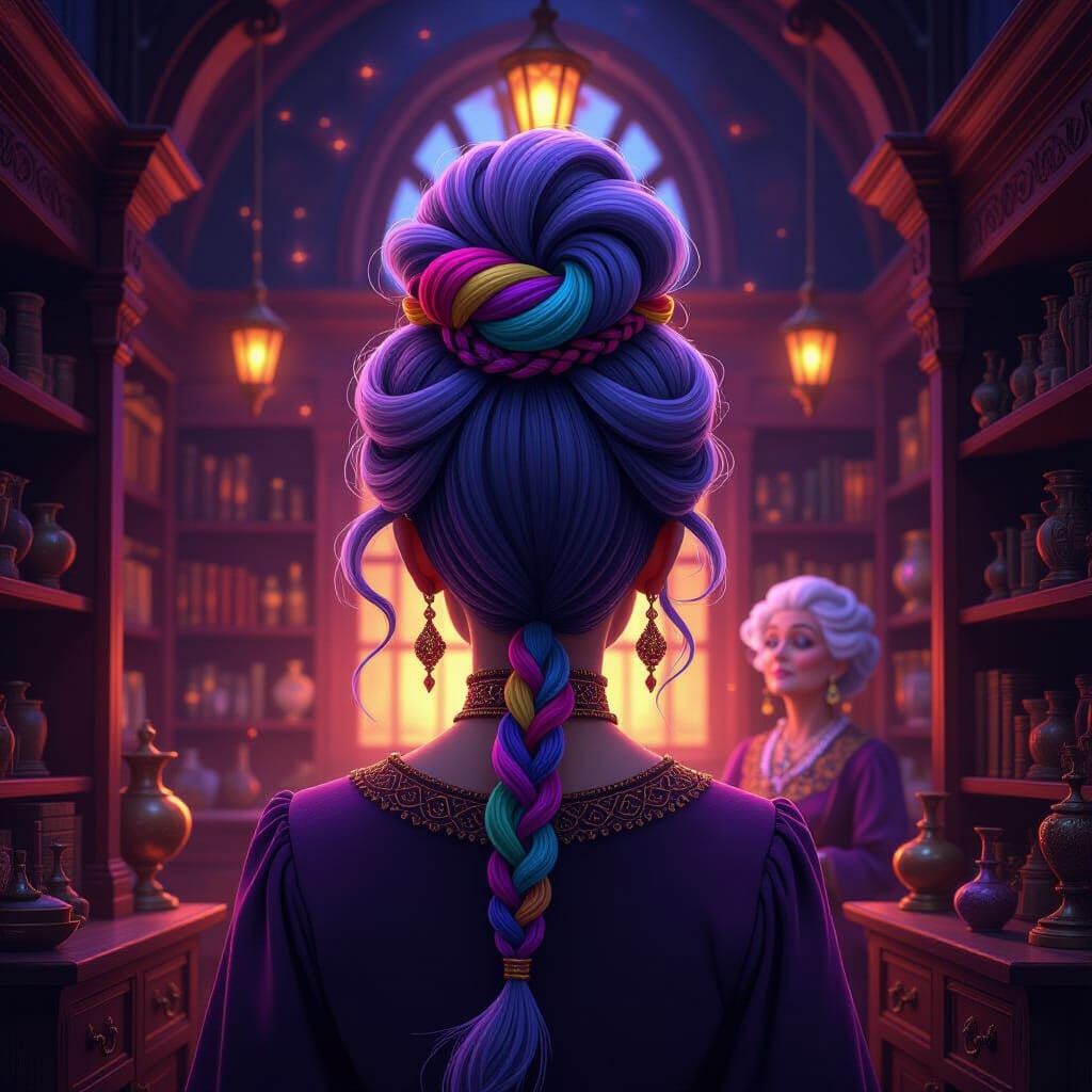 Rainbow Updo Trollz in Magic Shop, Anime Style