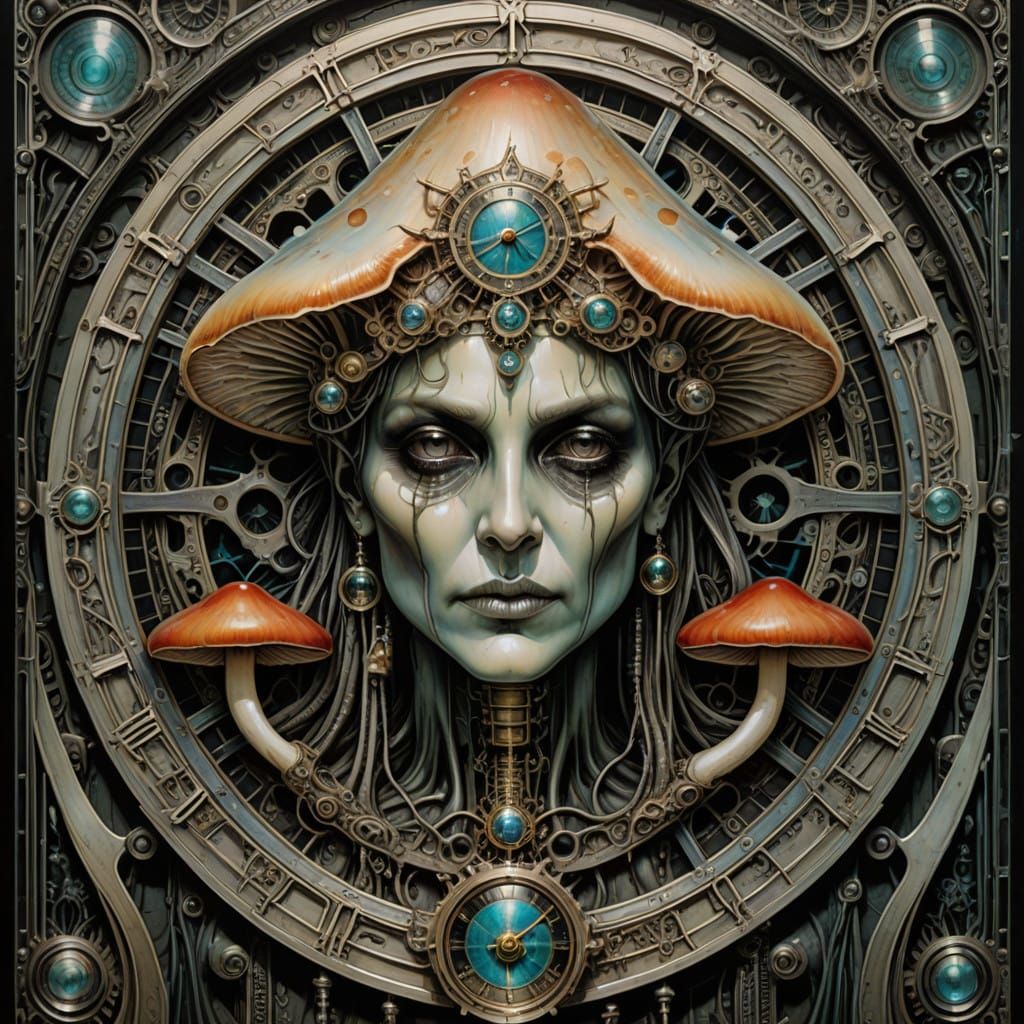 Surreal Tarot Portrait in Iridescent Colors