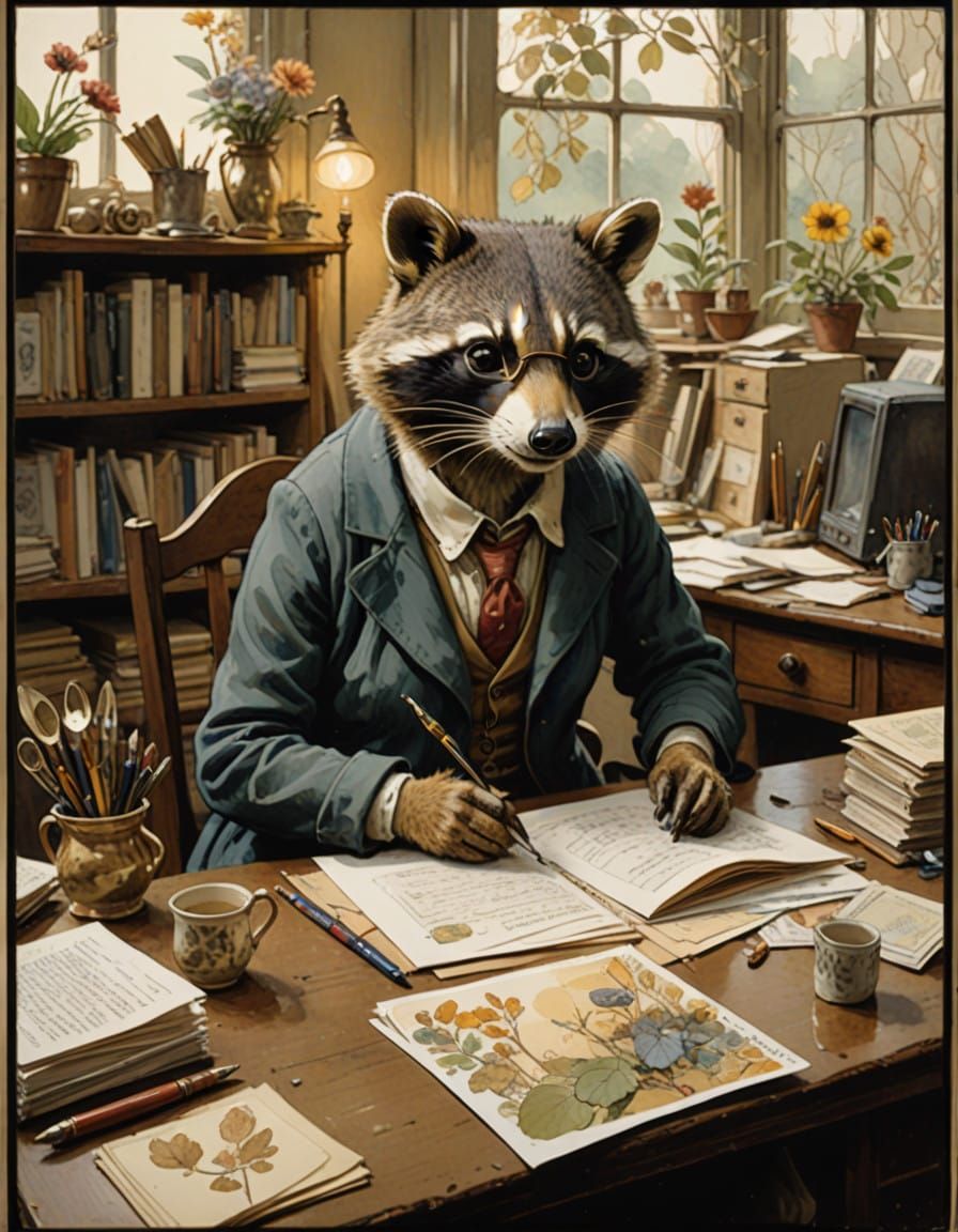 Raccoon in Whimsical Disarray