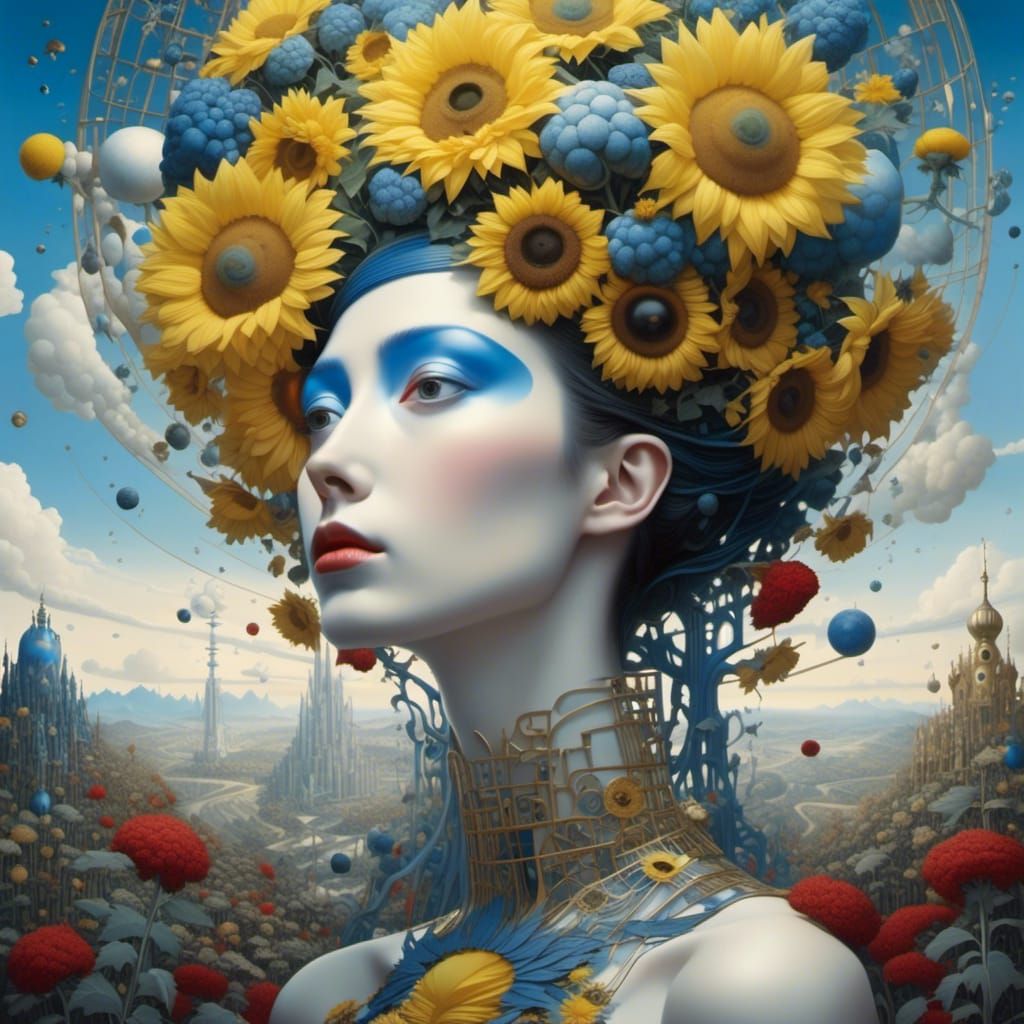 Ukrainian Princess Brainscape in Double Exposure Style