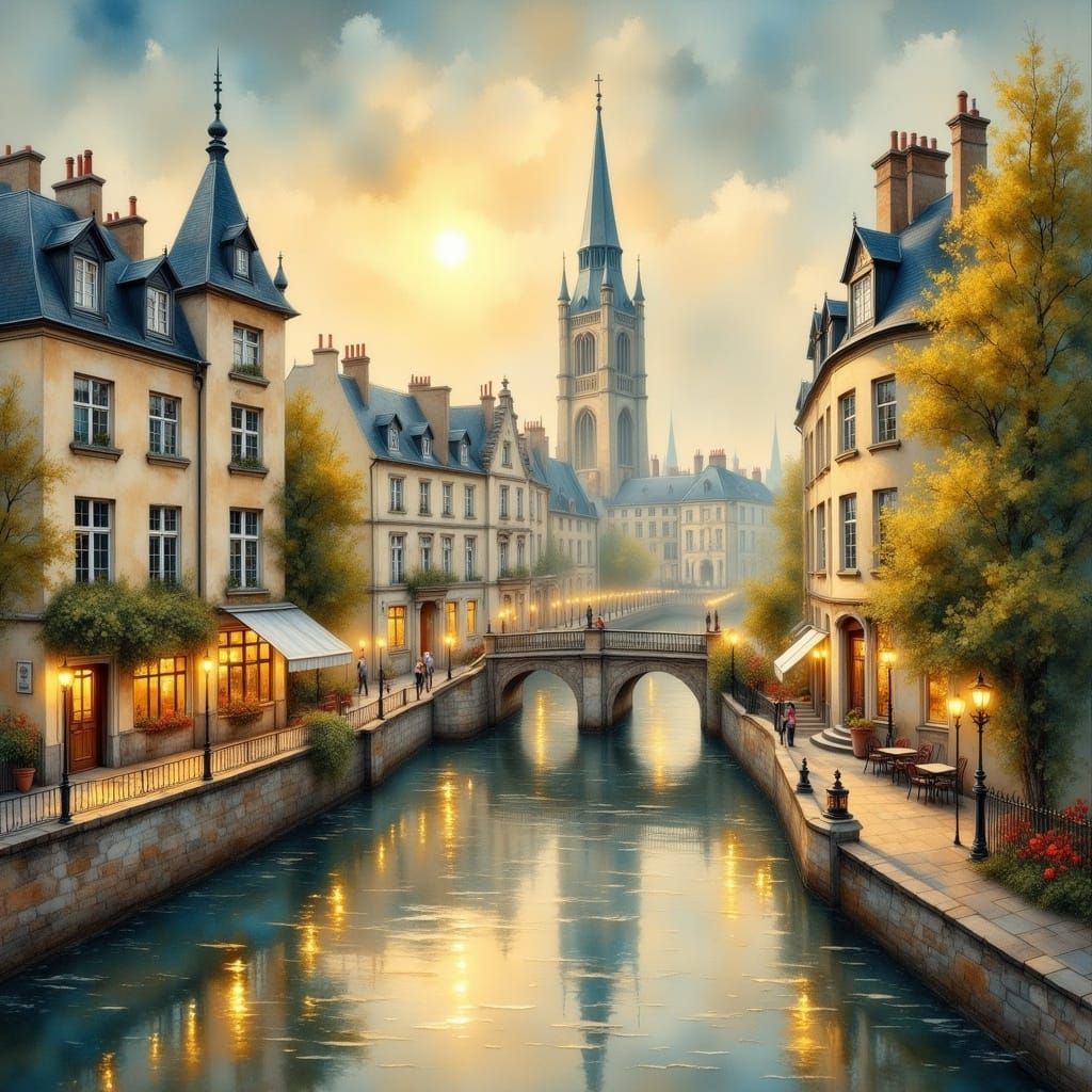 Dreamy Paris in Impressionist Oil Painting Style