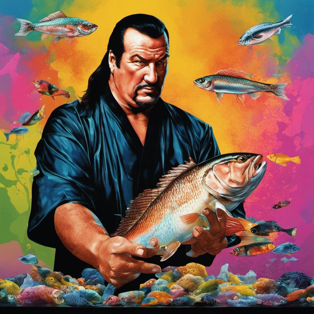 Steven Seagal Fishmonger in Pop Art Style