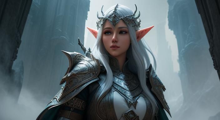 Epic Fantasy Elven City in Marble: Digital Art