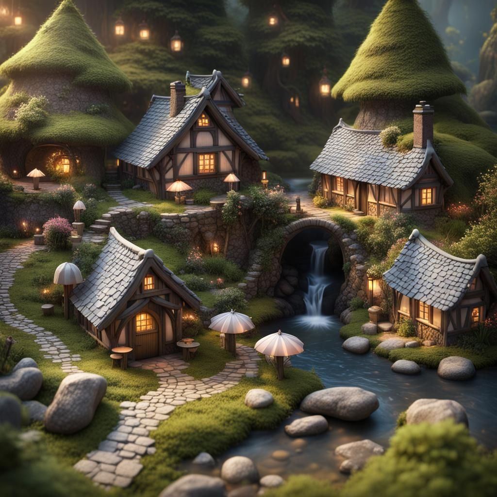 Miniature Fairy Village in the Woods