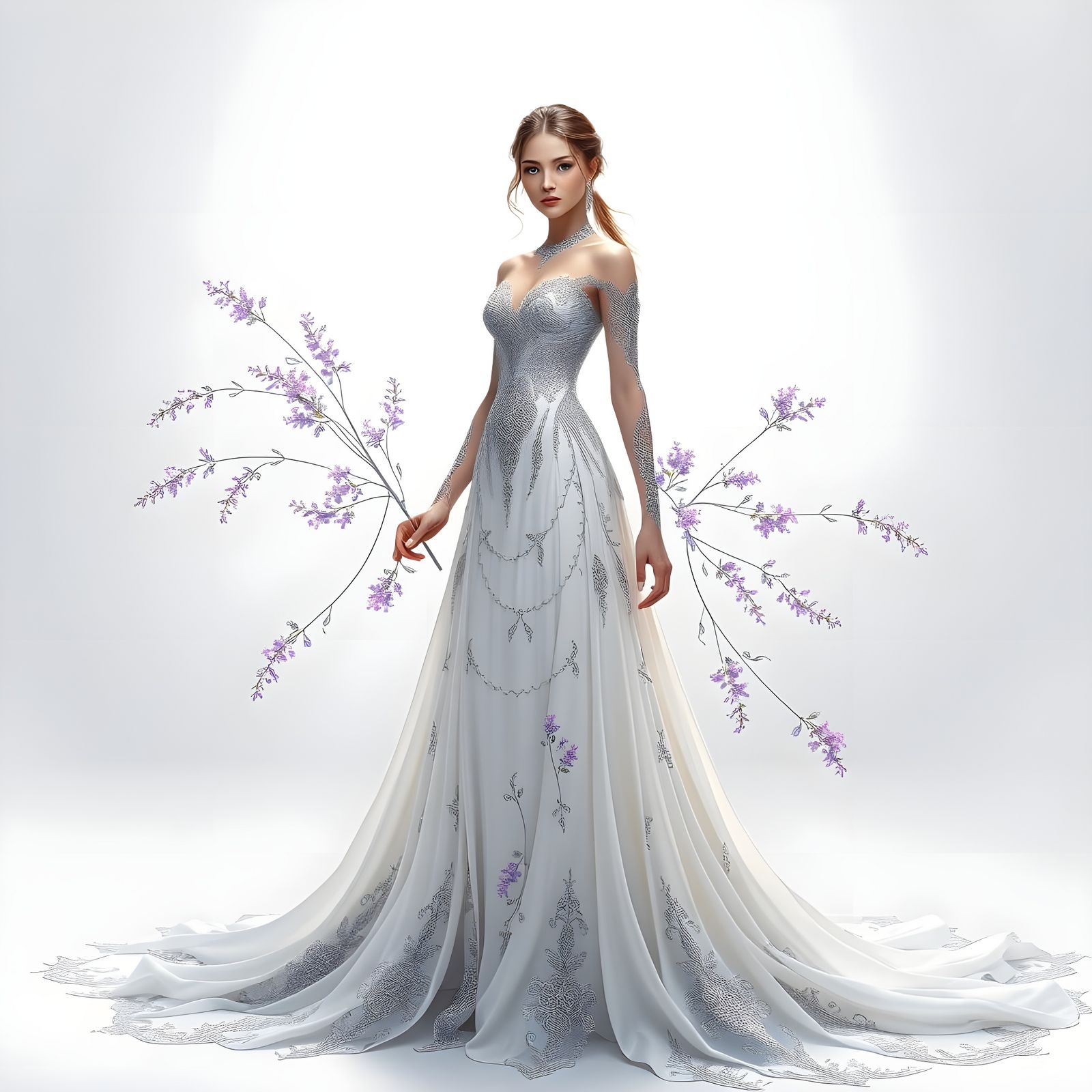 Elegant Fantasy Figure with Intricate Details in Luxurious S...