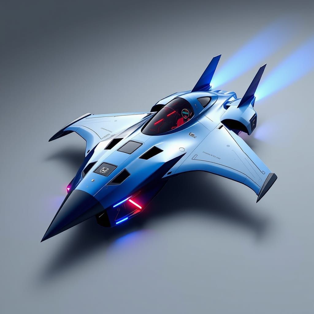 Futuristic Blue Hypersonic Aircraft Concept Art