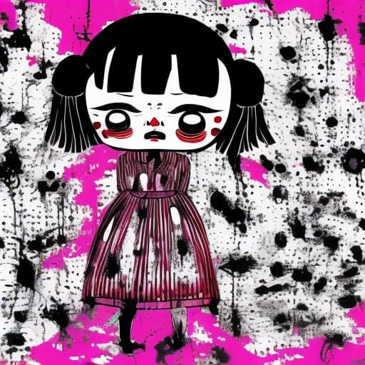 Disturbing Asian Girl in Junji Ito Style