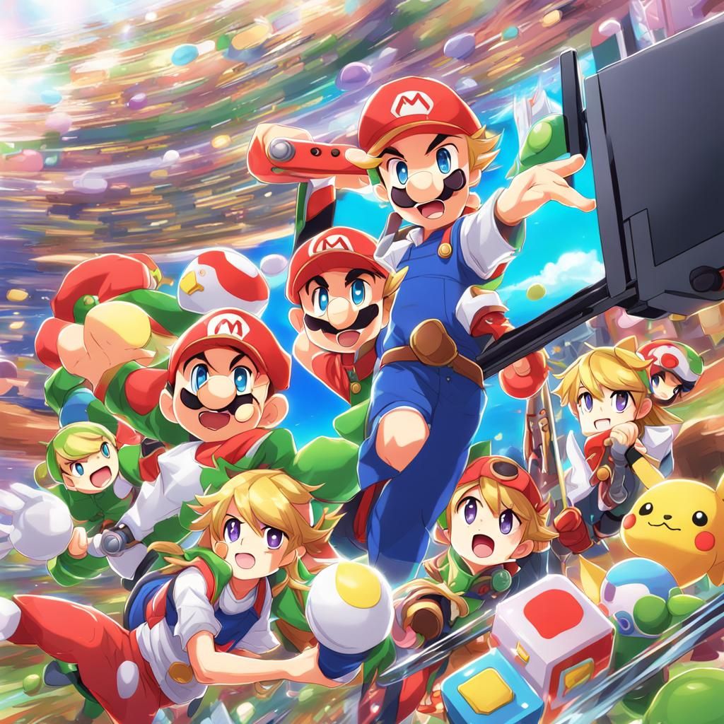 Nintendo Switch in Anime Key Visual Style