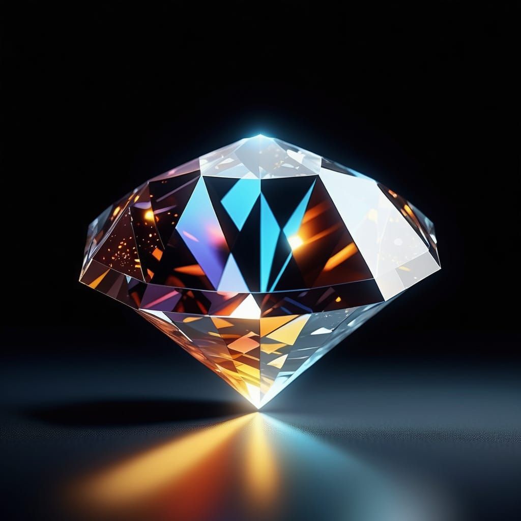 Diamonds Refracting Light with Galaxy Nebula Inside