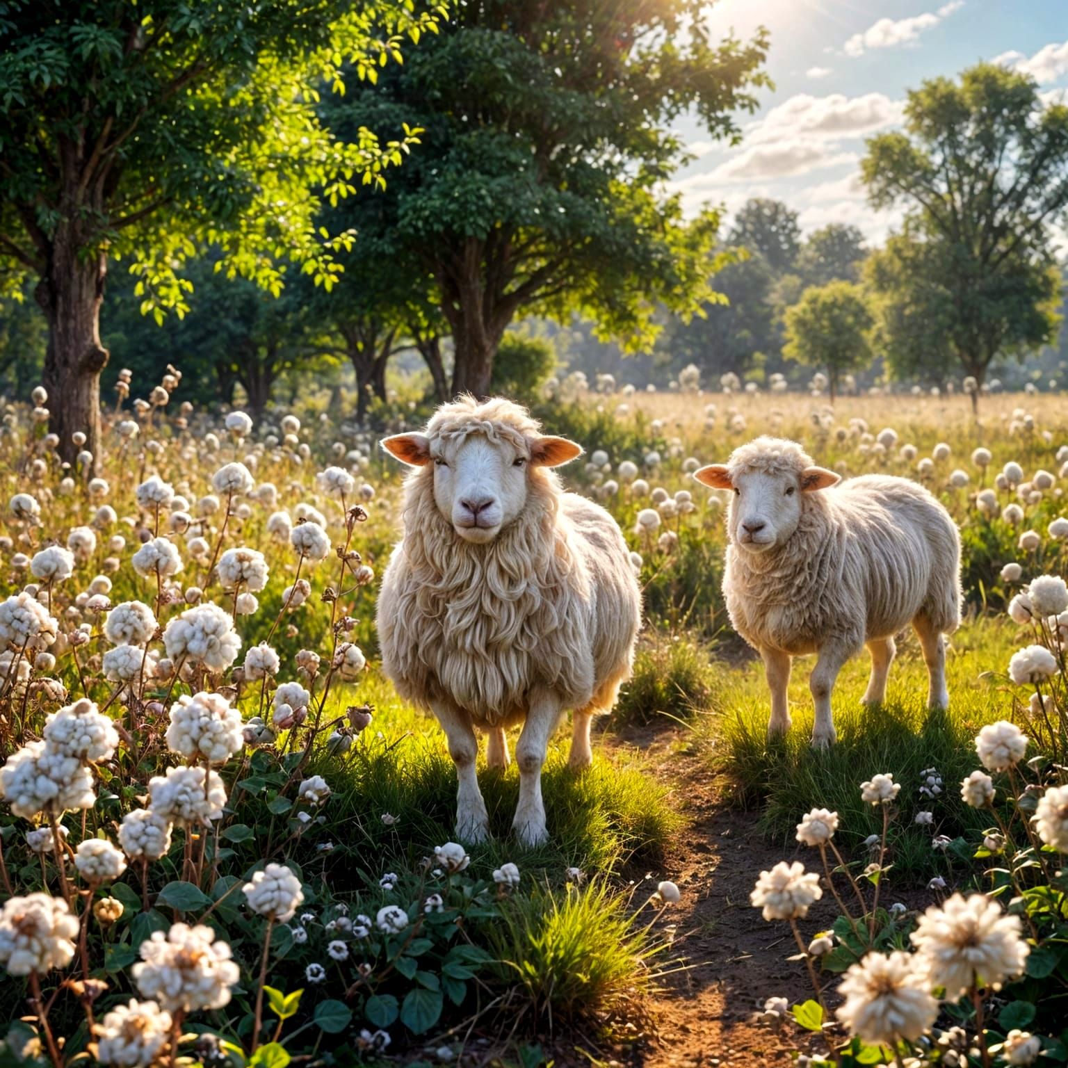 Ethereal Sheep Landscape in Vibrant Colors