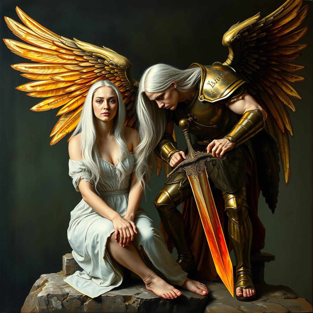 Majestic Angel Descends in Renaissance Armor