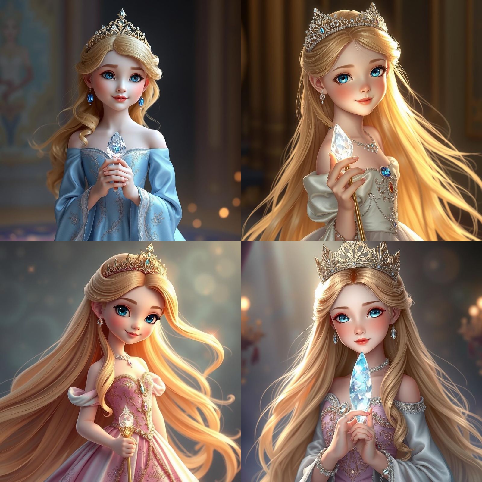 Ethereal Princess with Golden Hair in Anime Style