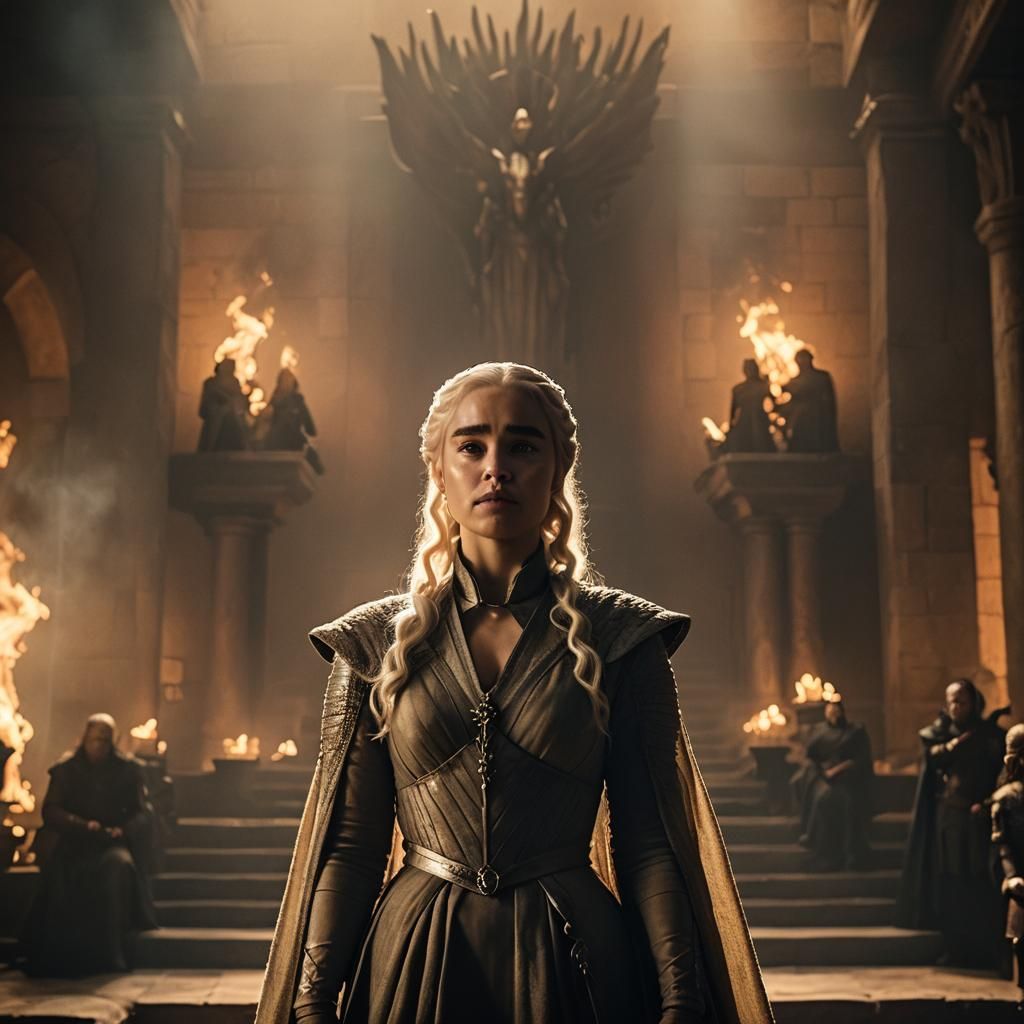 Young Queen in Throne Room, Cinematic Lighting