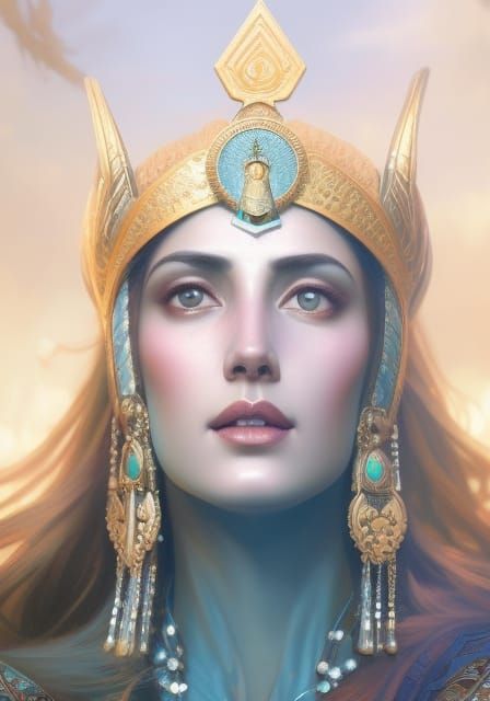 Kamrusepa: Hittite Goddess Portrait, Detailed Digital Art
