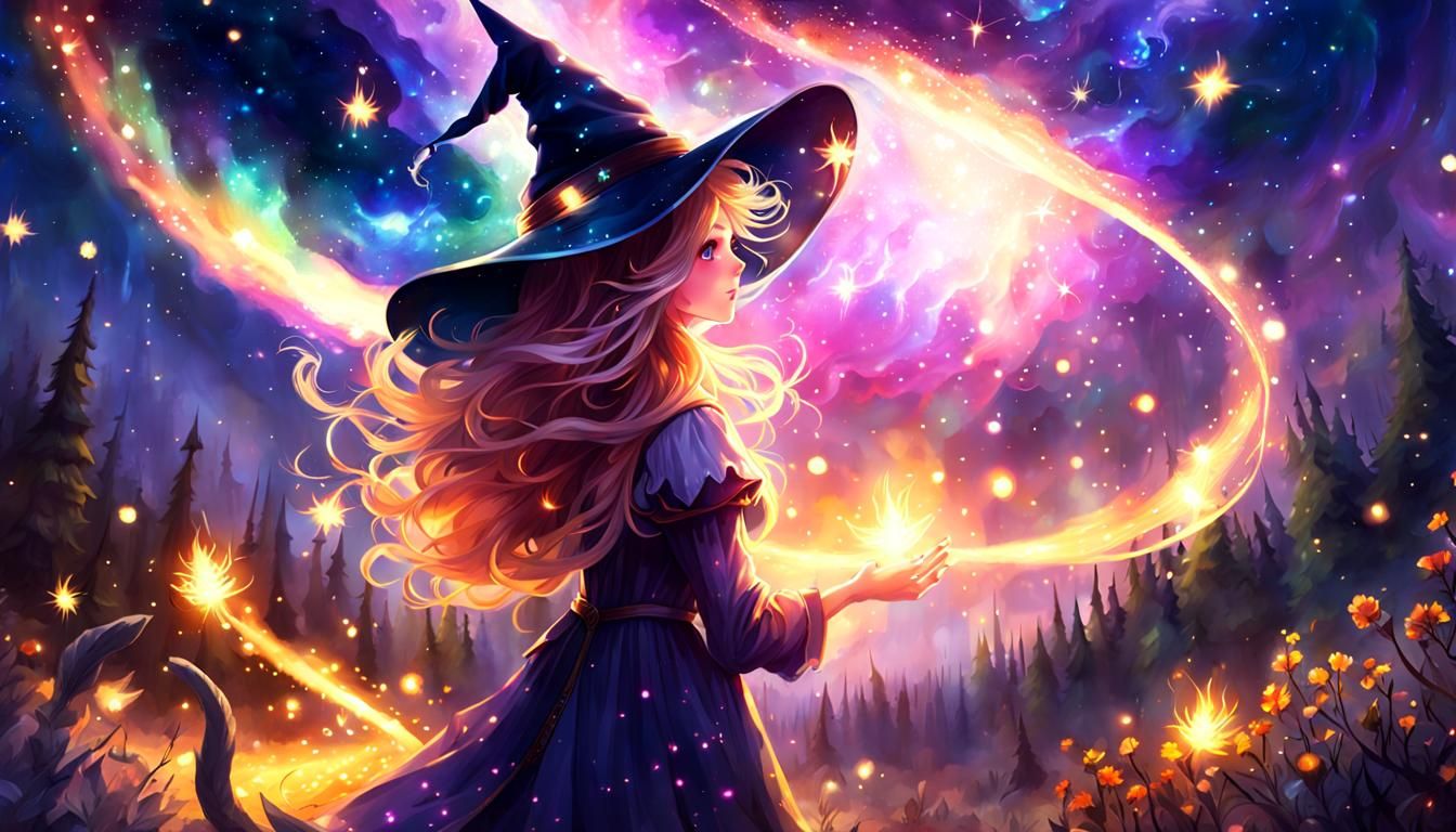 Fantasy Battlefield with Cat Girls, Watercolor Sfumato