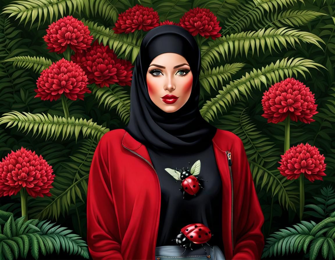 Ladybug Woman in Botanic Garden