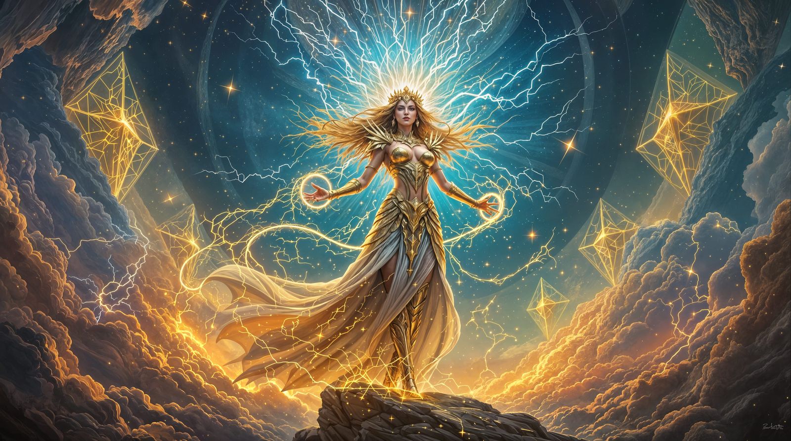 Sovereign of the Fifth Dimension in a Cosmic Artwork