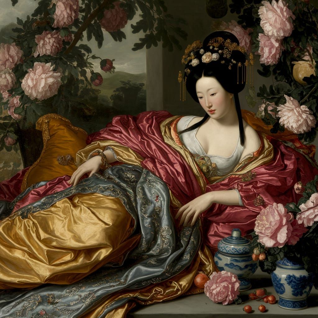 Rubenesque Noblewoman in Ming Dynasty Opulence
