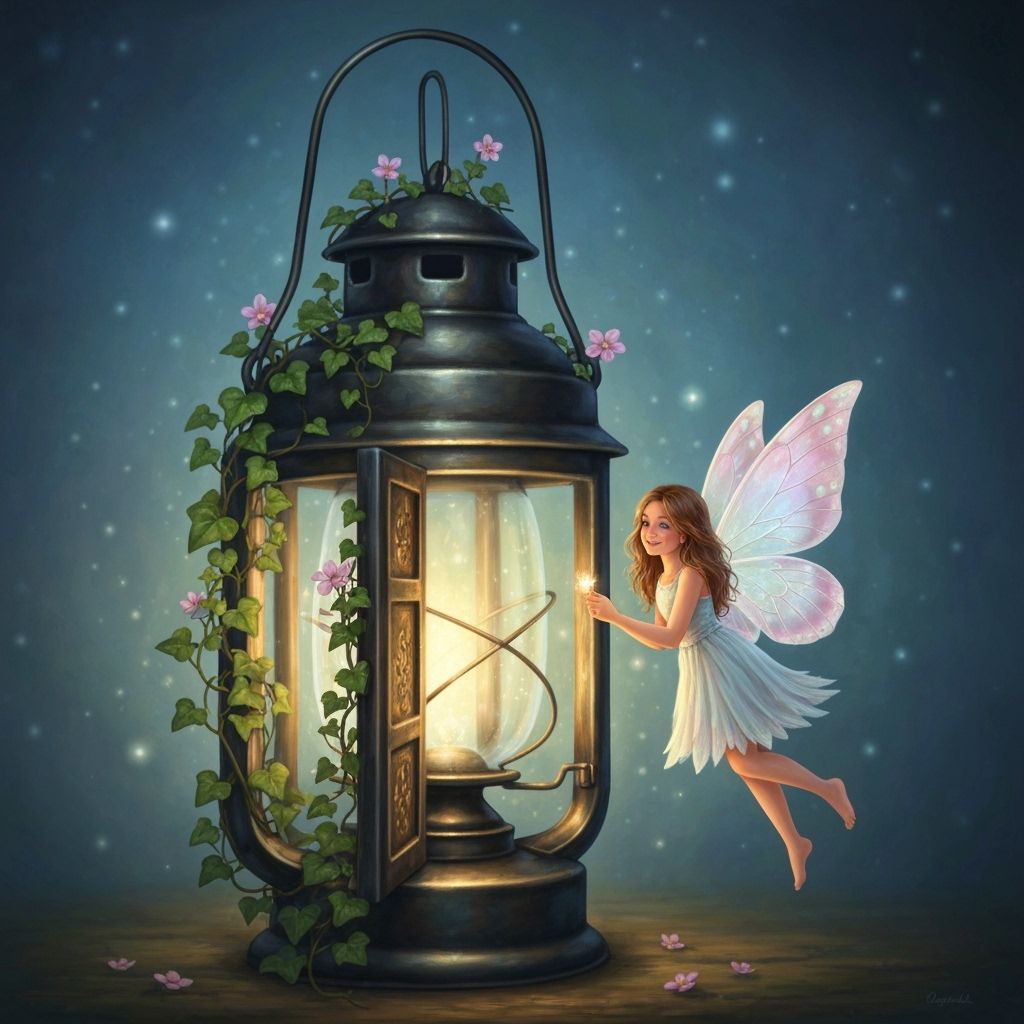 Enchanted Fairy Lantern House in Dreamlike Painting