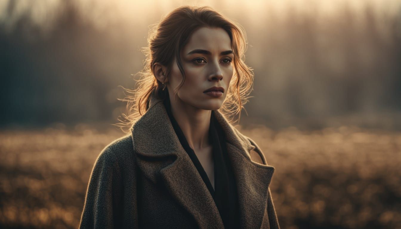 Woman in Mist: Hyperrealistic Cinematic Portrait