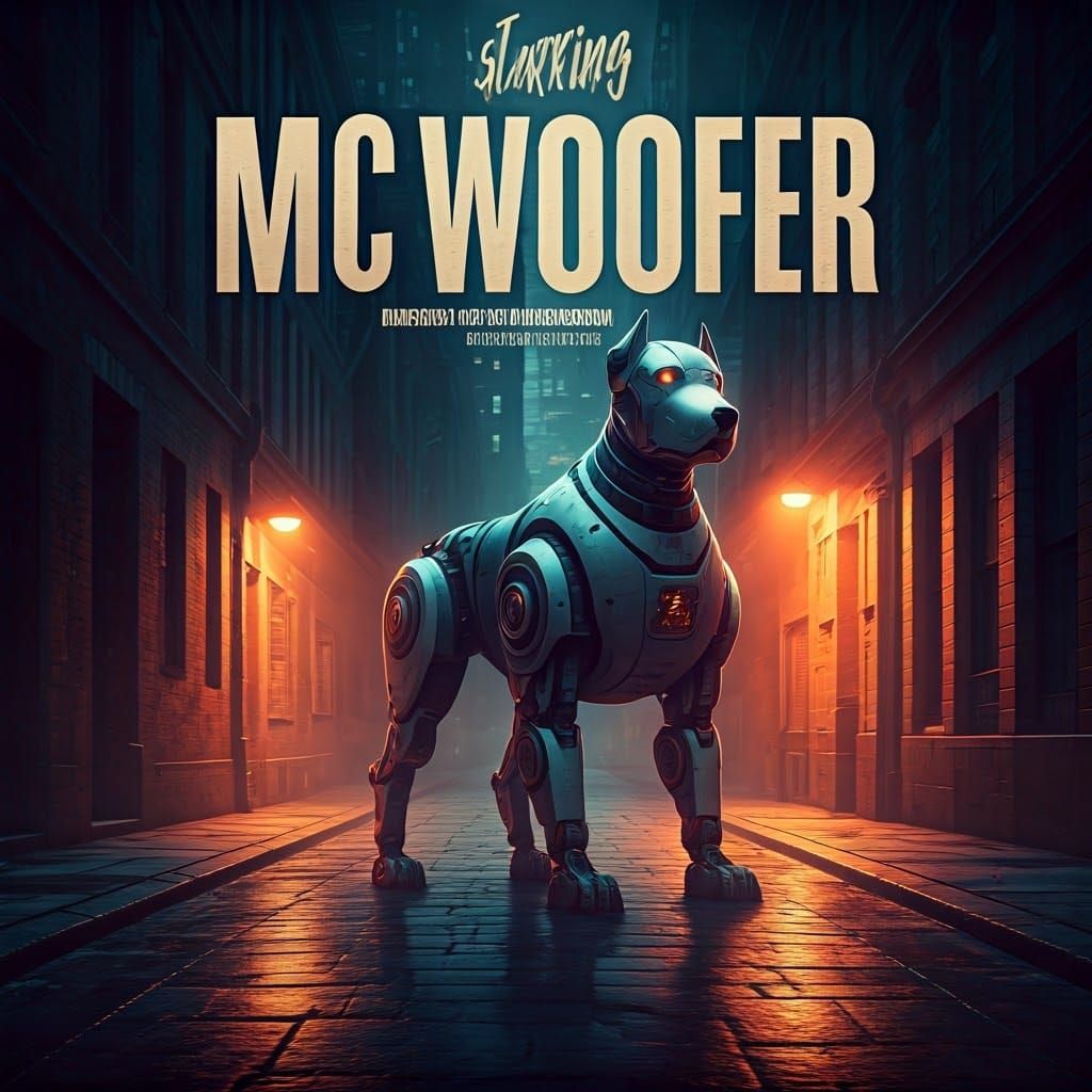 Robotic Dog Detective Movie Poster in Digital Matte Painting...