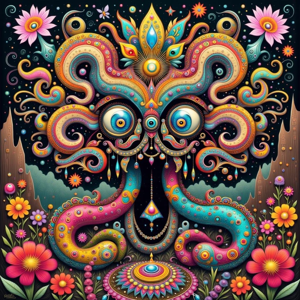 Incan Serpent Deity in Mystical Andean Landscape