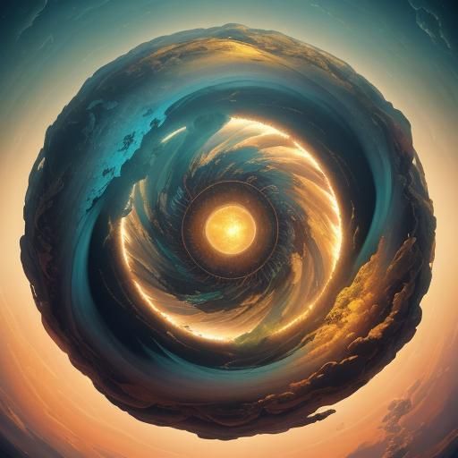 Dreamlike Surrealism: Person Floating in Colorful Vortex