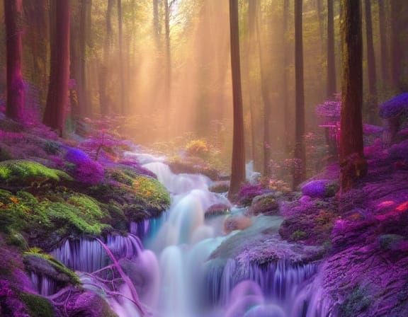 Pixie in Forest Clearing with Iridescent Wings