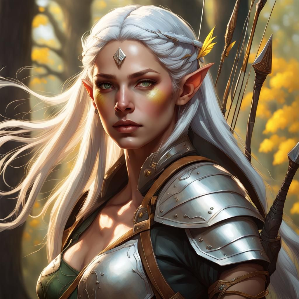 Wood-Elf Archer Portrait in Hyperdetailed Style